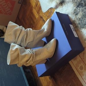 Stuart Weitzman Crush Silver Noir boots size 8